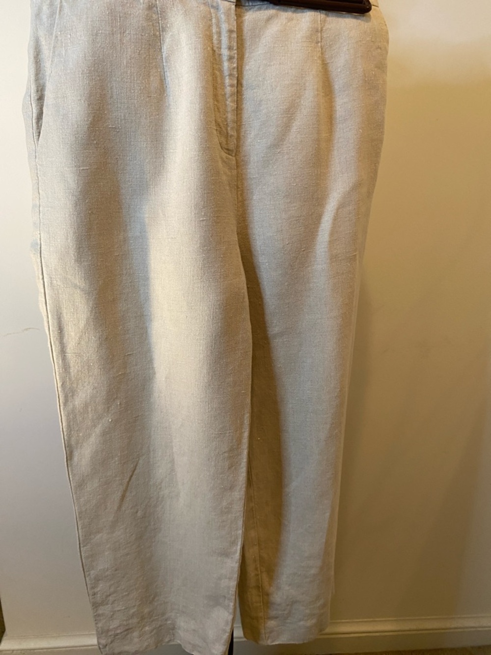 Willi Smith  Cream Linen-Blend Straight Crop Pants